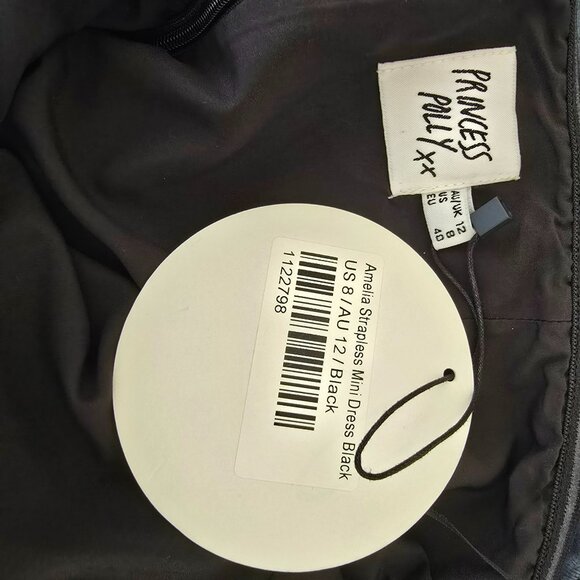 NWT Princess Polly Amelia Strapless Mini Dress US 8 Metallic Black - Picture 5 of 6